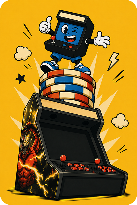 Illustration de la borne Born2play avec la mascotte